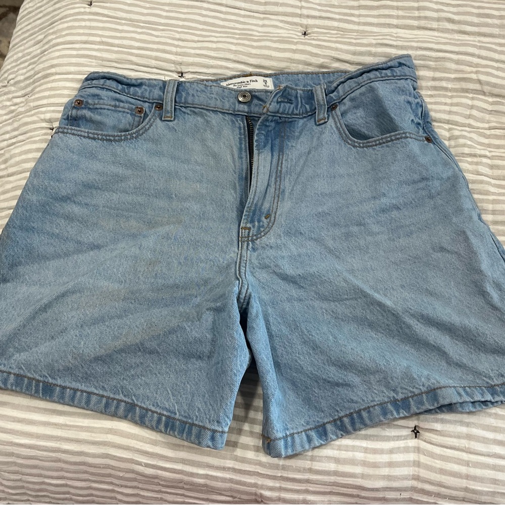Abercrombie & Fitch Sky Blue High Rise Denim Shorts